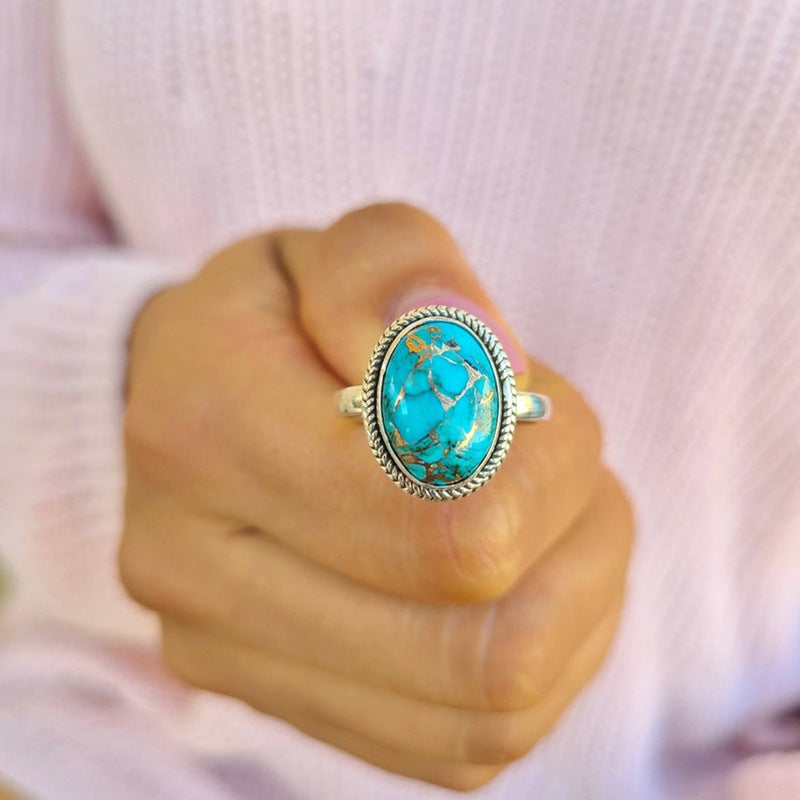 Vintage Statement Turquoise Ring Fashion Ladies