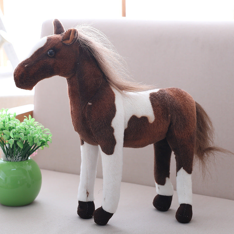 Simulation Horse Doll White Horse Dark Horse Zebra Plush Toy