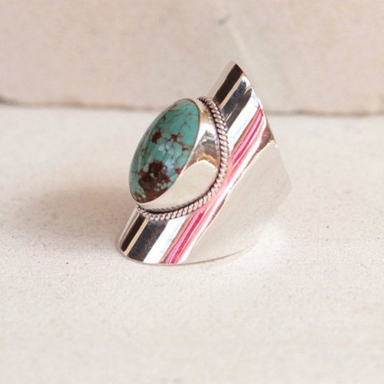 Slender Turquoise Ring European And American Fashion
