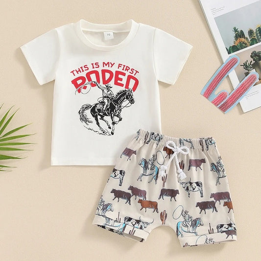 Summer Girls' Printing T-shirt Shorts Set