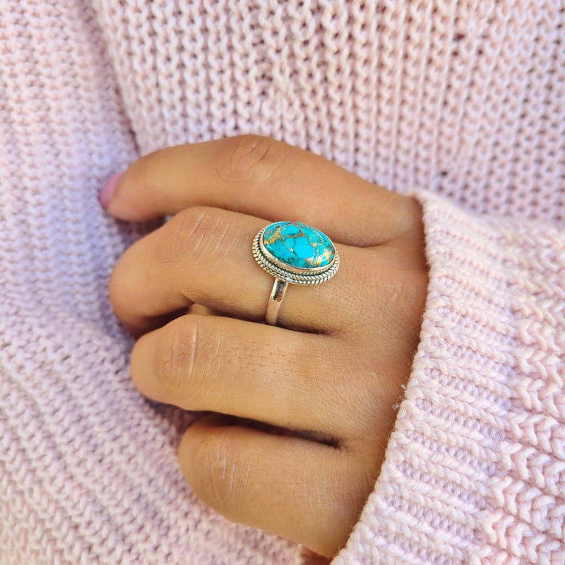 Vintage Statement Turquoise Ring Fashion Ladies