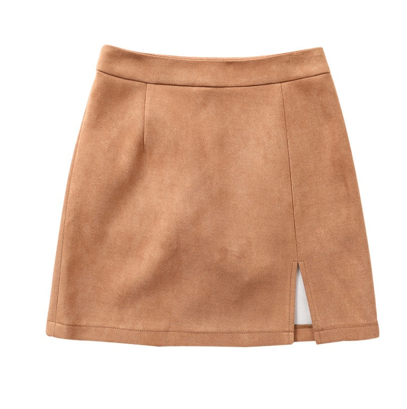 New suede slit skirt