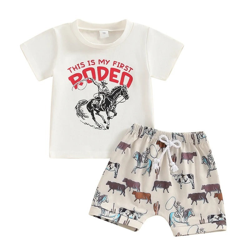Summer Girls' Printing T-shirt Shorts Set