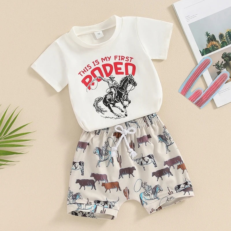 Summer Girls' Printing T-shirt Shorts Set