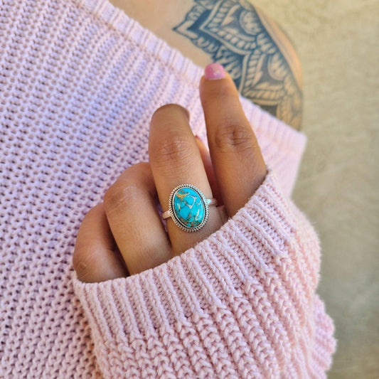Vintage Statement Turquoise Ring Fashion Ladies