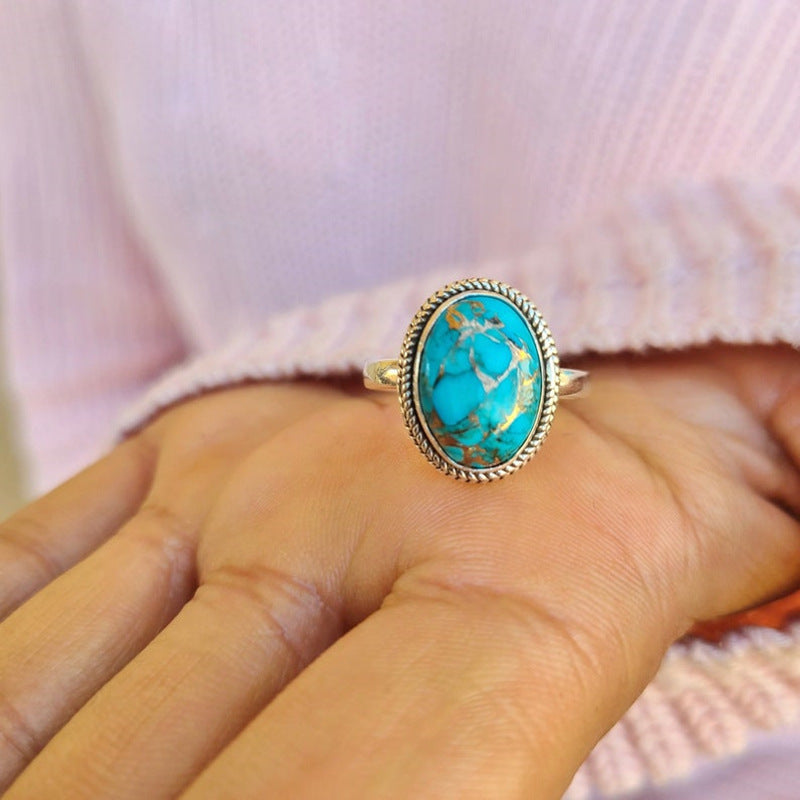Vintage Statement Turquoise Ring Fashion Ladies