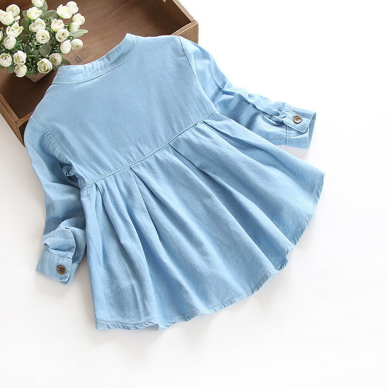 Girls' Long Sleeve Stand Collar Shirt Baby Skirt