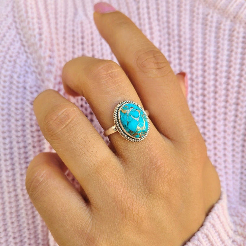 Vintage Statement Turquoise Ring Fashion Ladies