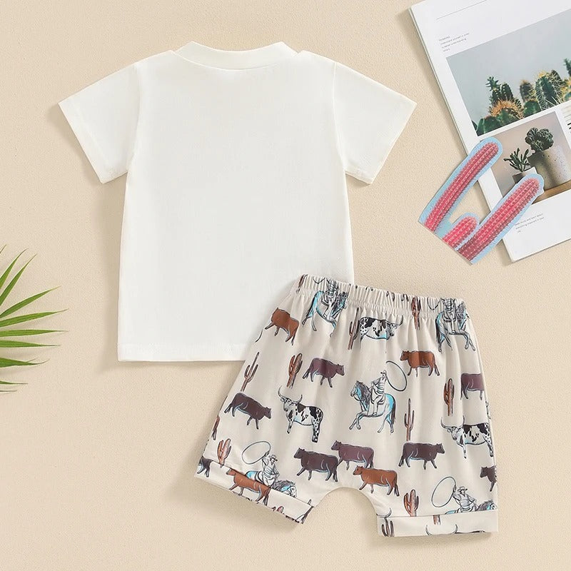Summer Girls' Printing T-shirt Shorts Set