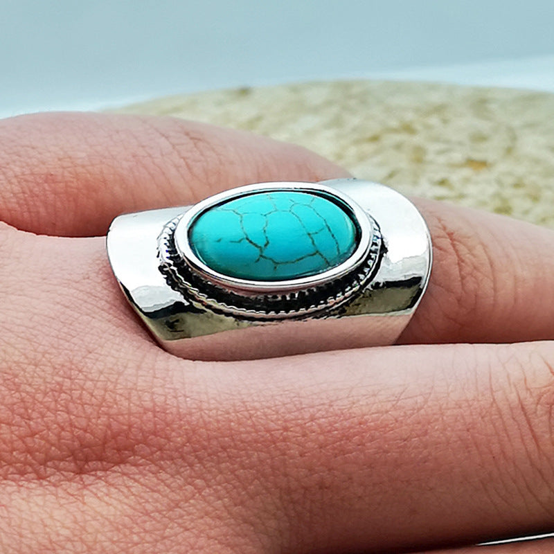 Slender Turquoise Ring European And American Fashion